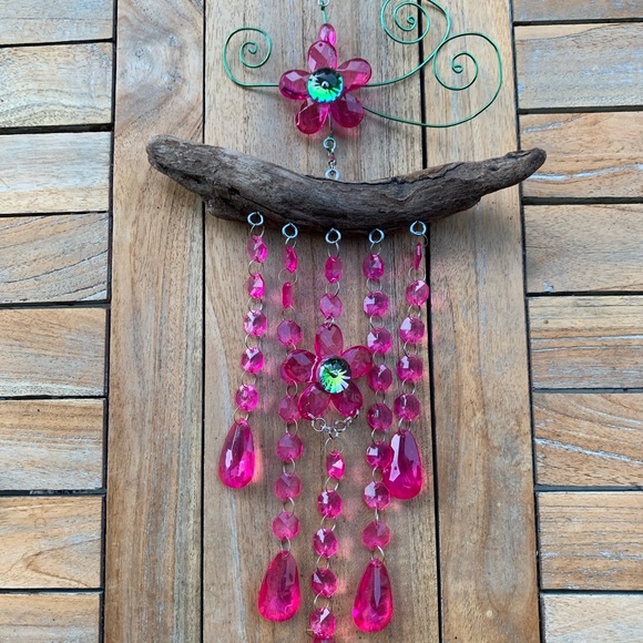 Barbie Movie 2023 Style Pink Sun Catcher Handmade Driftwood & Recyclables - Picture 5 of 13